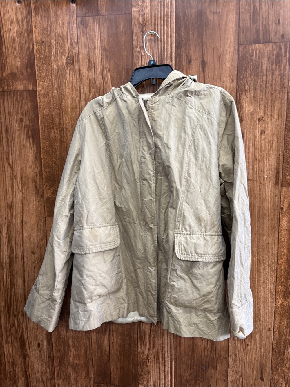 J.N.C. Made In Italy Light Khaki Hooded Raincoat